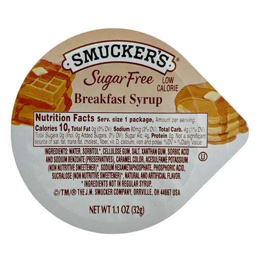 Smucker's Sugar Free Pancake Syrup – 20 Individual 1.1-Oz Cups – Low Carb, Low Calorie Syrup for Pancakes & Breakfast