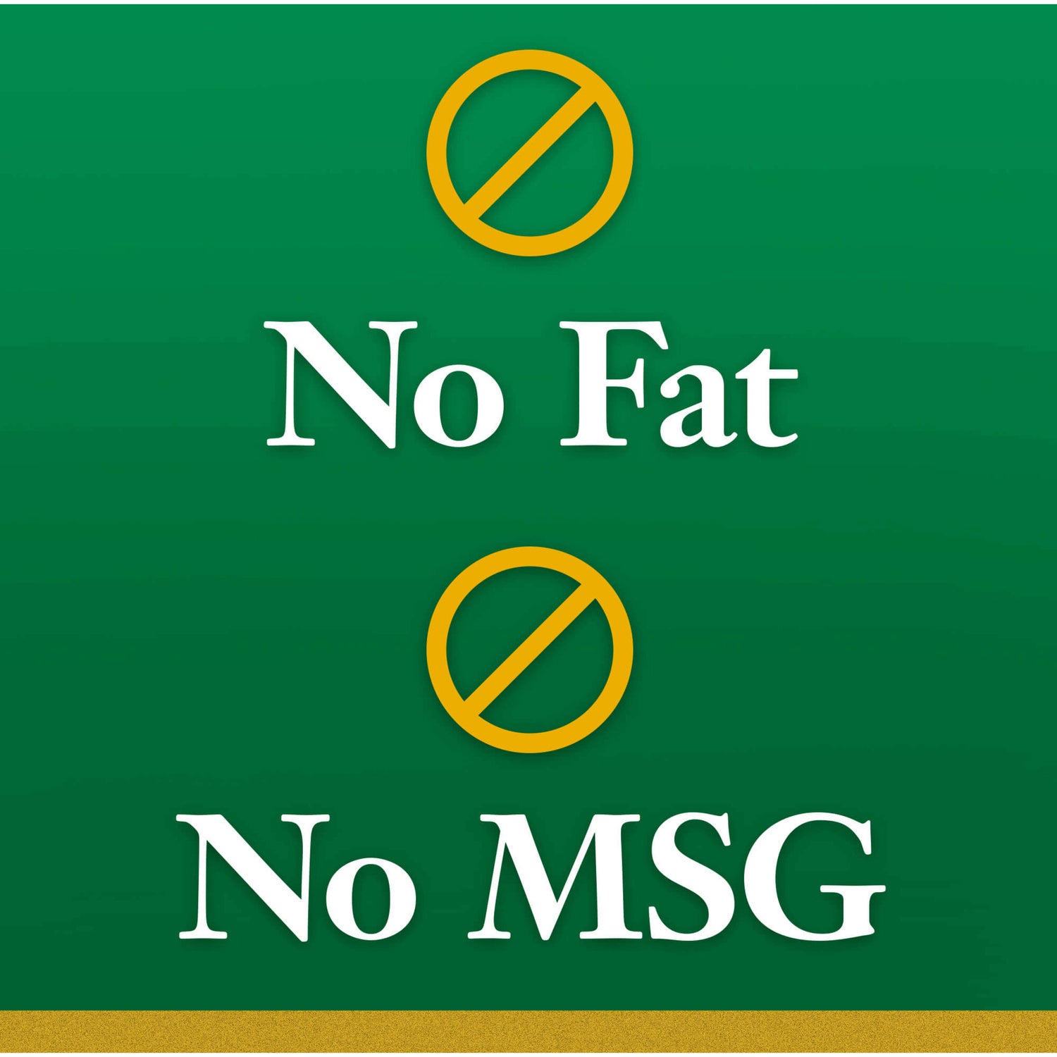 Herb-Ox label indicating no fat and no MSG with green background and yellow prohibition symbols.