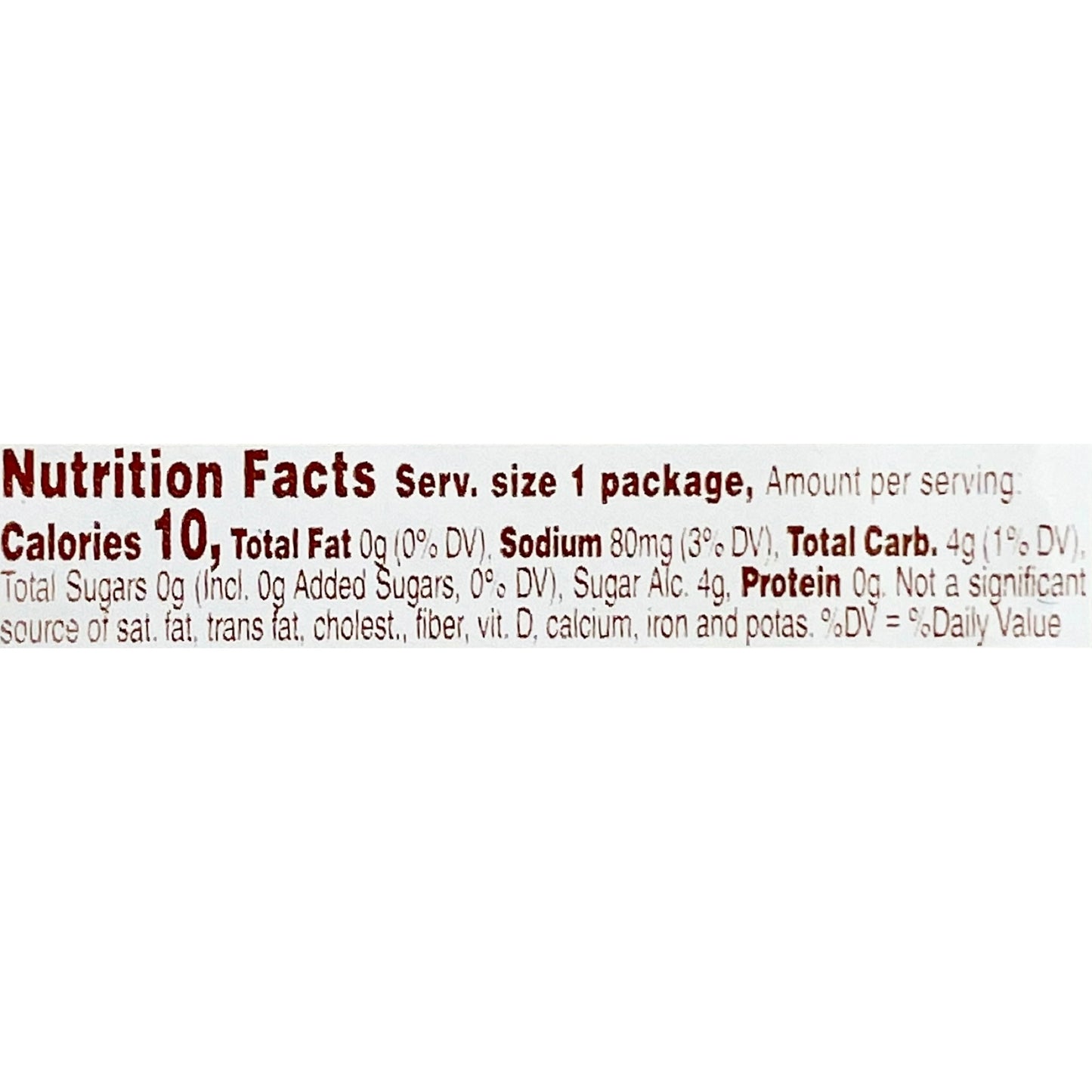 Nutrition facts for Smucker's sugar-free breakfast syrup: 10 calories, 0g fat, 80mg sodium, 4g total carbs, 0g protein per serving.