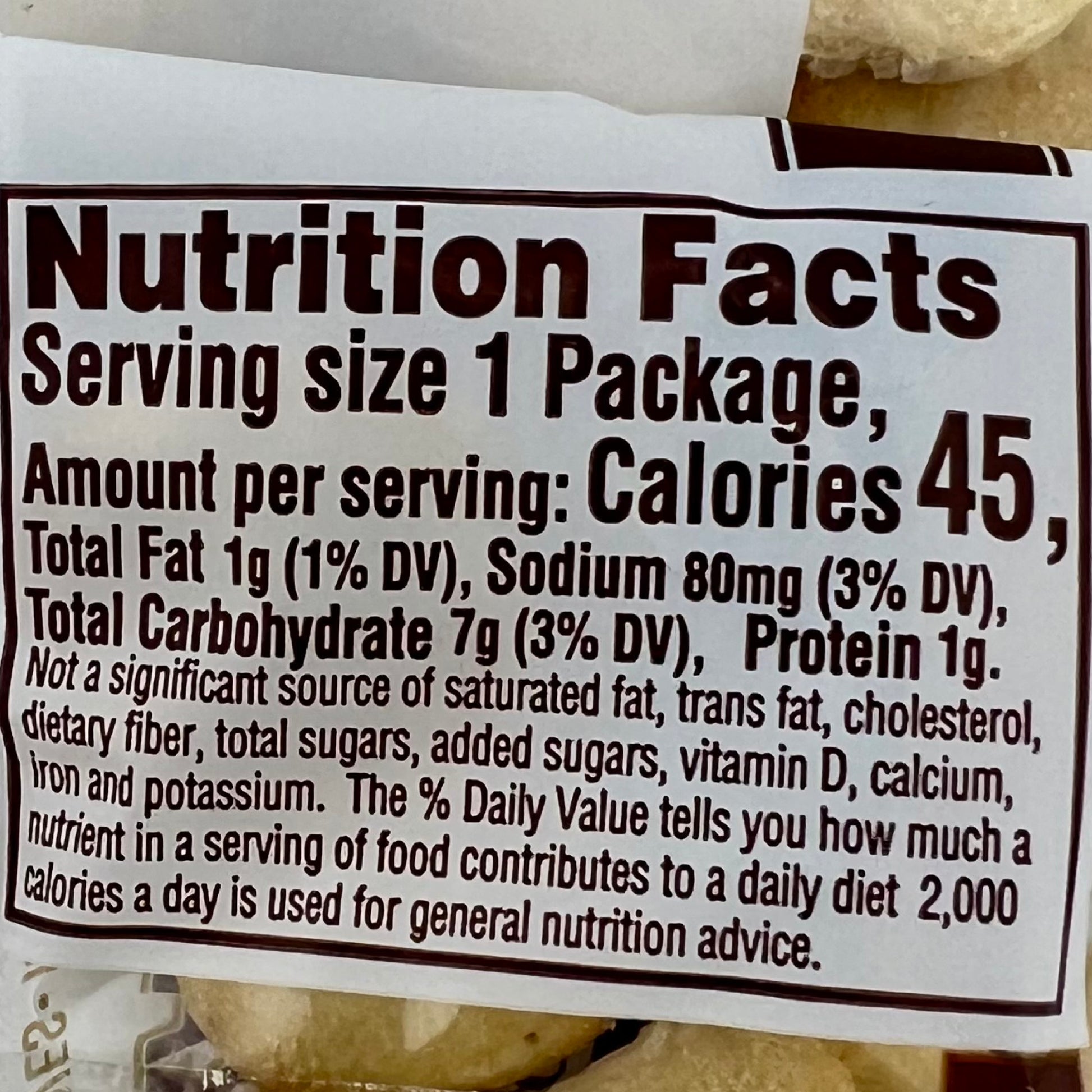 Nutrition facts for Westminster Bakers Co. oyster crackers