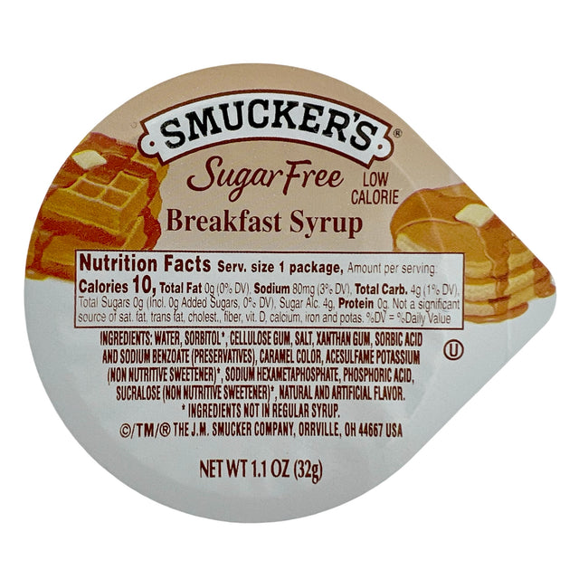 Smucker's Sugar Free Pancake Syrup – 20 Individual 1.1-Oz Cups – Low Carb, Low Calorie Syrup for Pancakes & Breakfast
